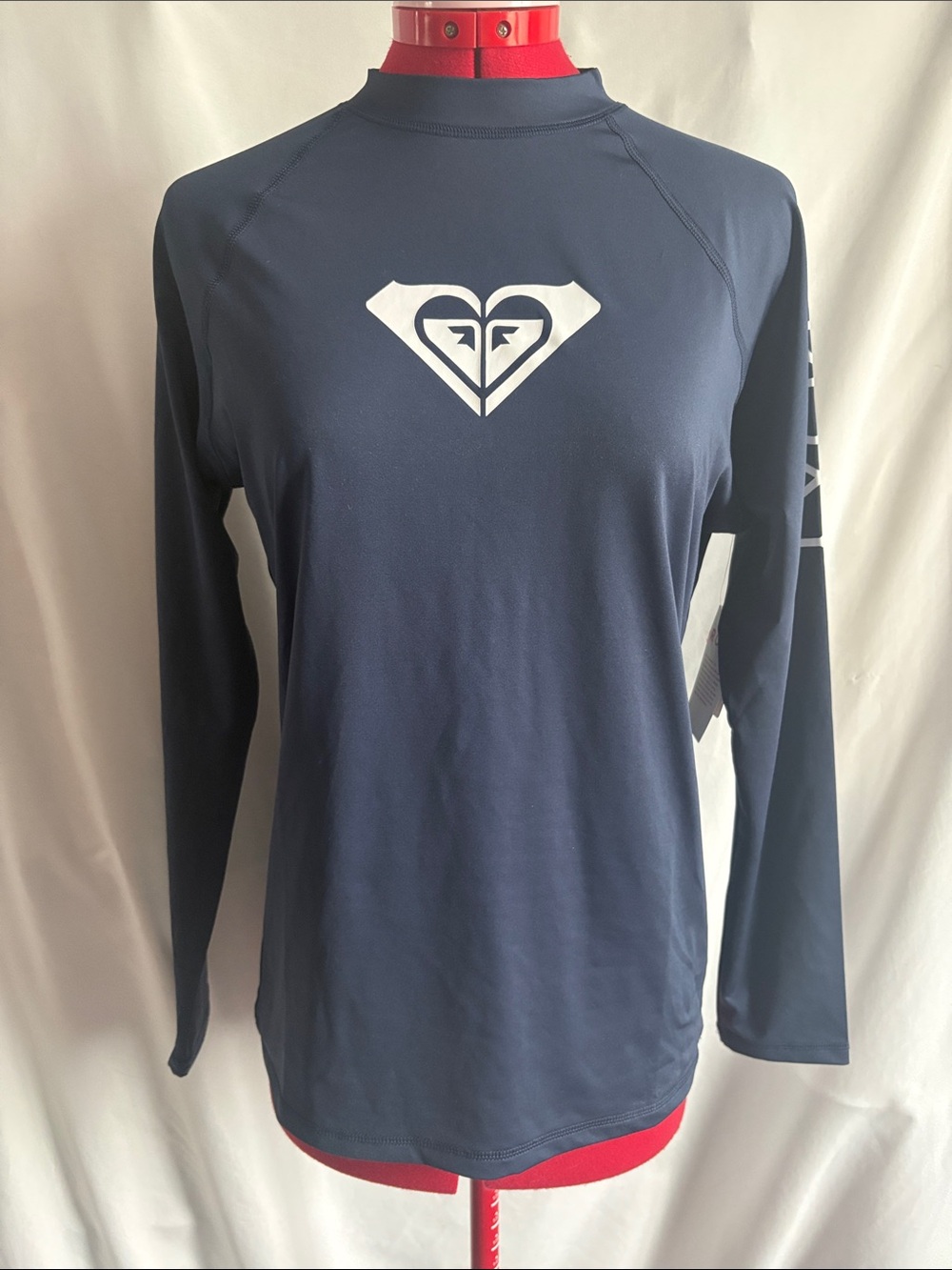 Roxy Navy Long Sleeve Swim Top with White Logo